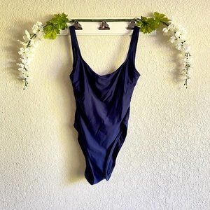 Anne Cole sz:8 Navy Plunge Back One Piece Swimsuit
